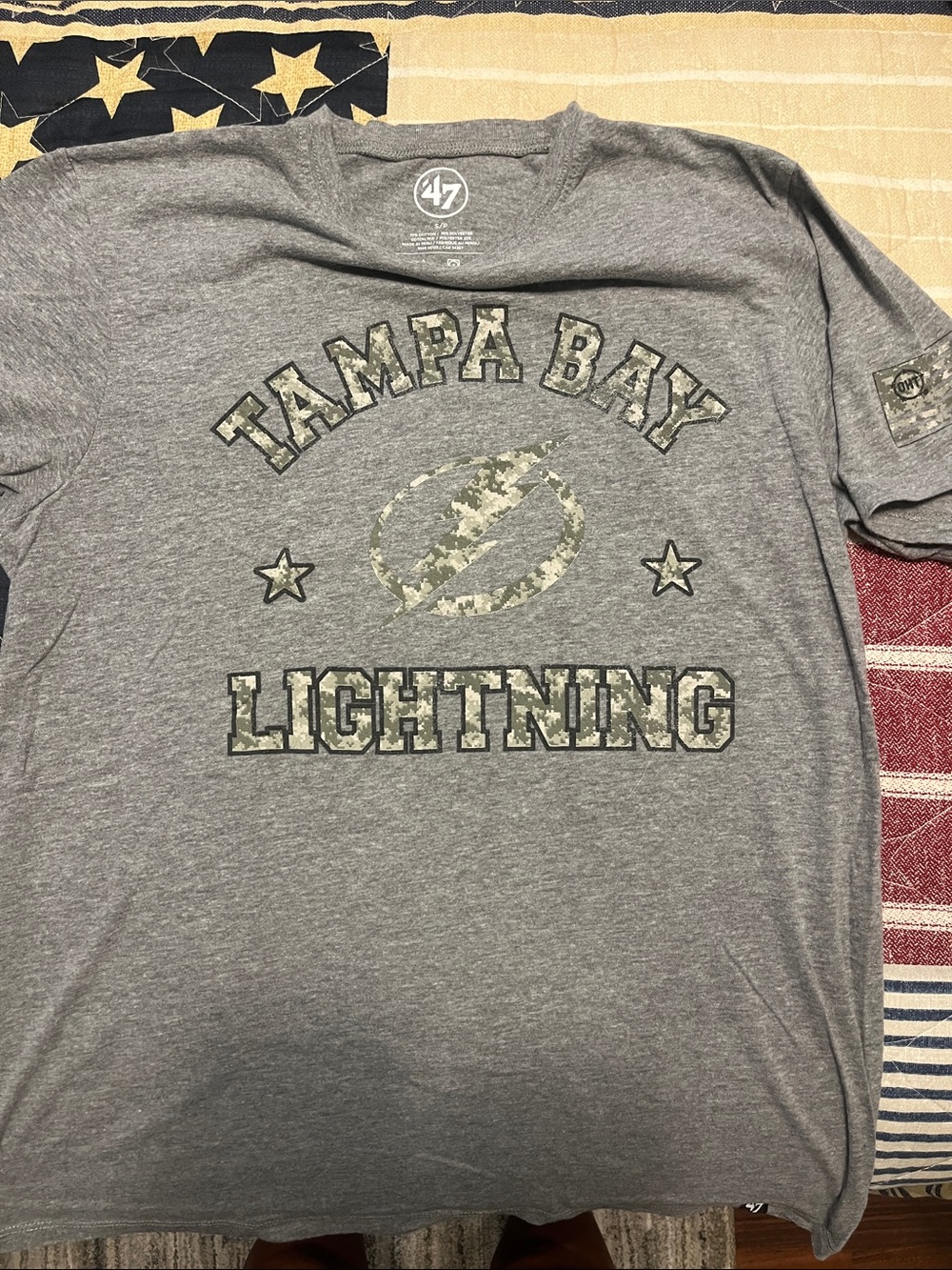 47 Brand Gray Tampa Bay Lightning Camo Logo Tee